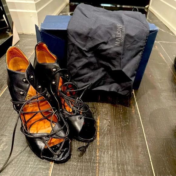 Malone souliers savannah capretto blue lace up heel size 37 - Picture 2 of 7